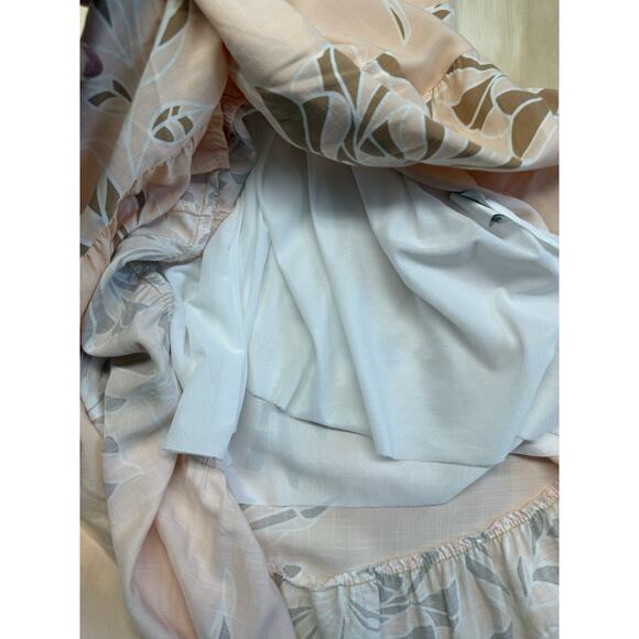 Lucy in the Sky Peach Floral High Low Tiered Layered Sleeveless Keyhole Dress P - Picture 8 of 11